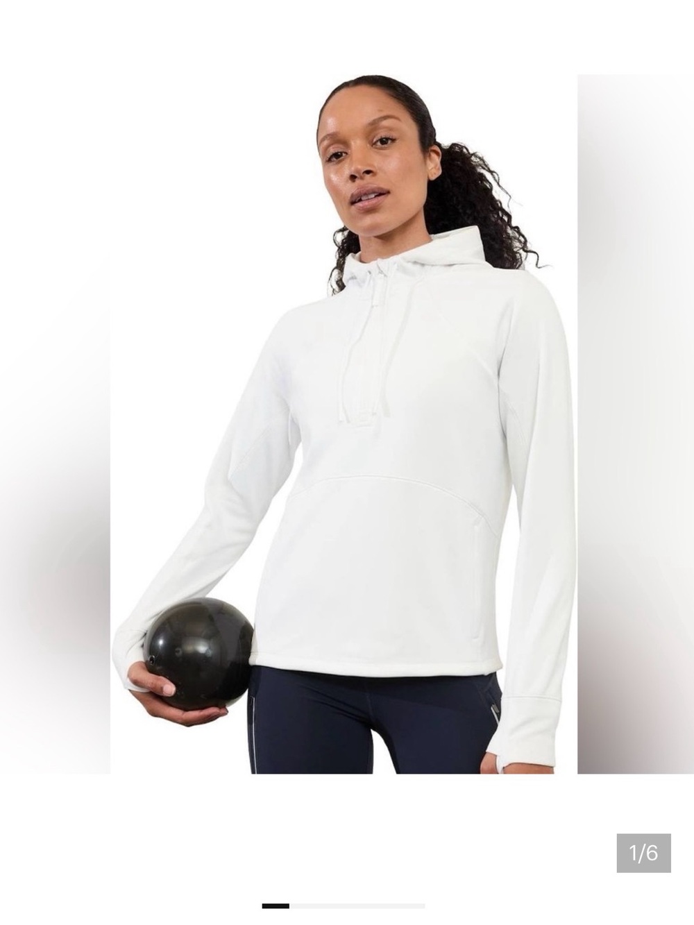 Athleta unstoppable fleece lined 1/2 zip sweatshirt hoodie. White /S